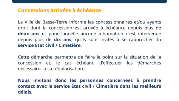 Info cimetière pour les concessionnaires ayants droits